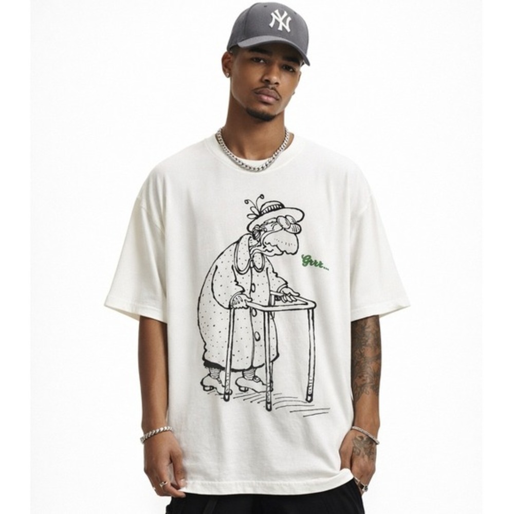 VTG‎ 80s Grolsch Beer Promo Funny Old Lady Grr... Graphic Tee Mens XL Deadstock